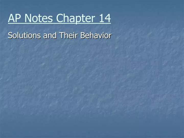 ap notes chapter 14