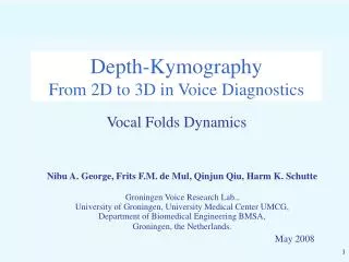 Depth-Kymography From 2D to 3D in Voice Diagnostics