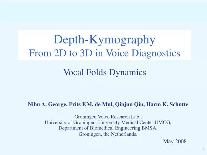 depth kymography from 2d to 3d in voice diagnostics