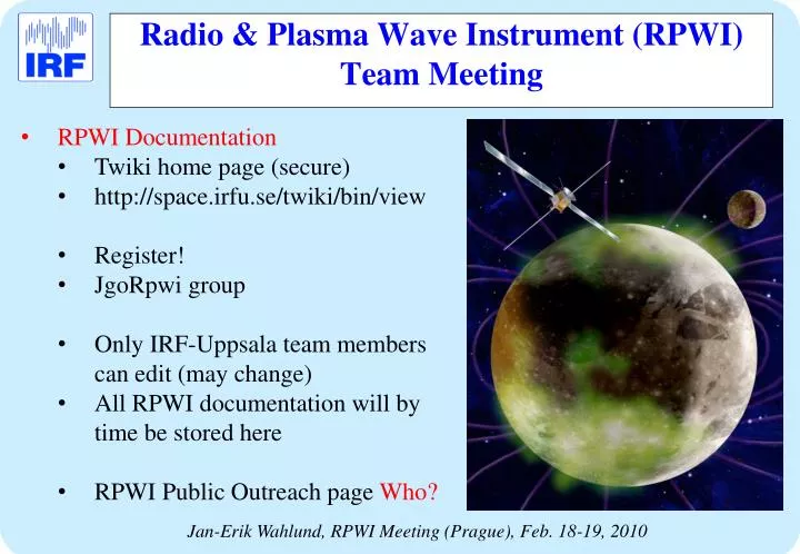 radio plasma wave instrument rpwi team meeting