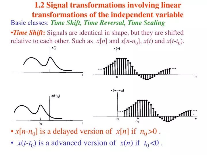 1 2 signal transformations involving linear transformations of the independent variable