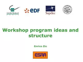 Workshop program ideas and structure Enrico Zio