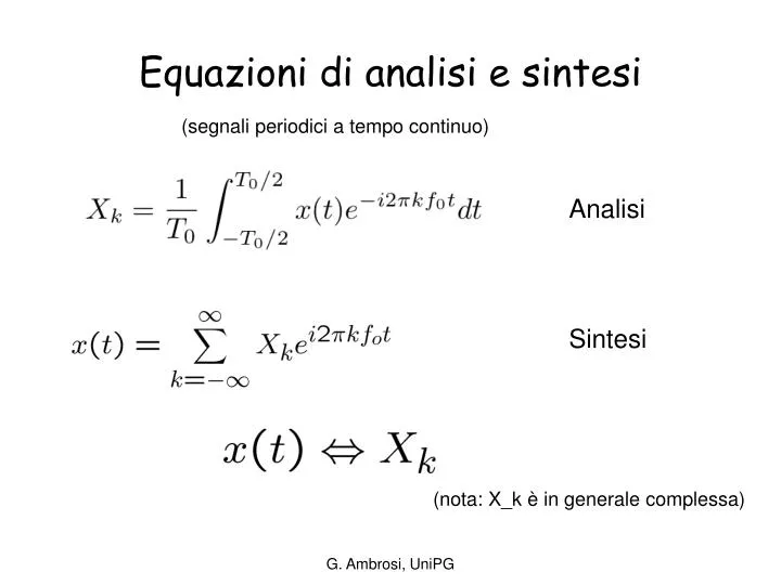 equazioni di analisi e sintesi
