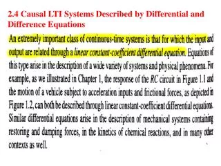 2.4 Causal LTI Systems Described by Differential and Difference Equations