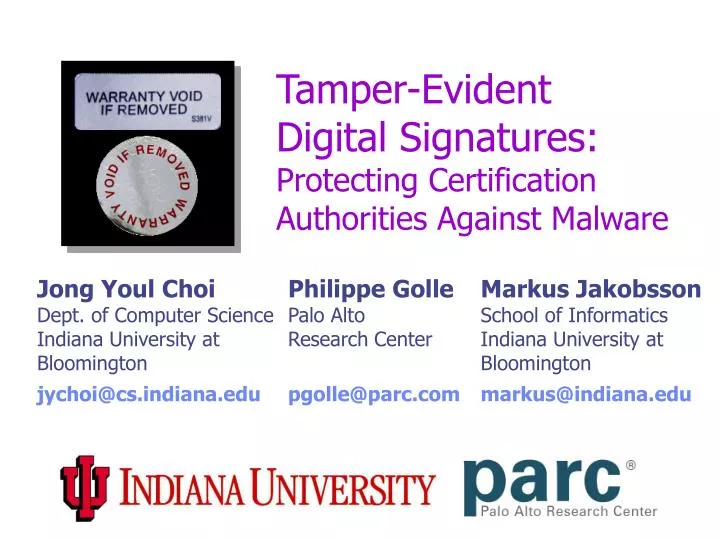 tamper evident digital signatures protecting certification authorities against malware