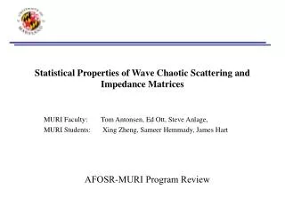 Statistical Properties of Wave Chaotic Scattering and Impedance Matrices