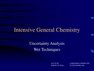 Intensive General Chemistry