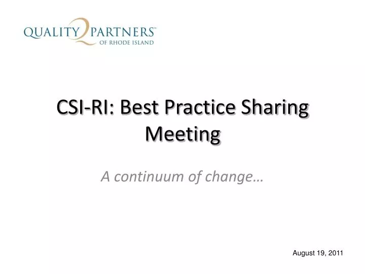 csi ri best practice sharing meeting