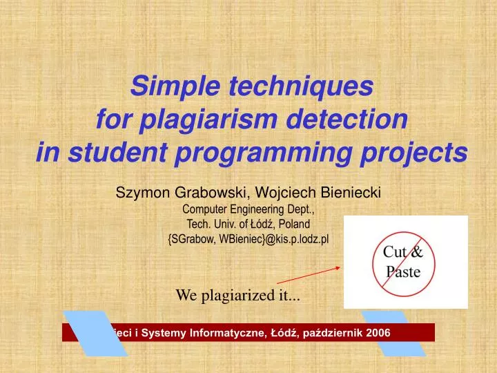 simple techniques for plagiarism detection in student programming projects