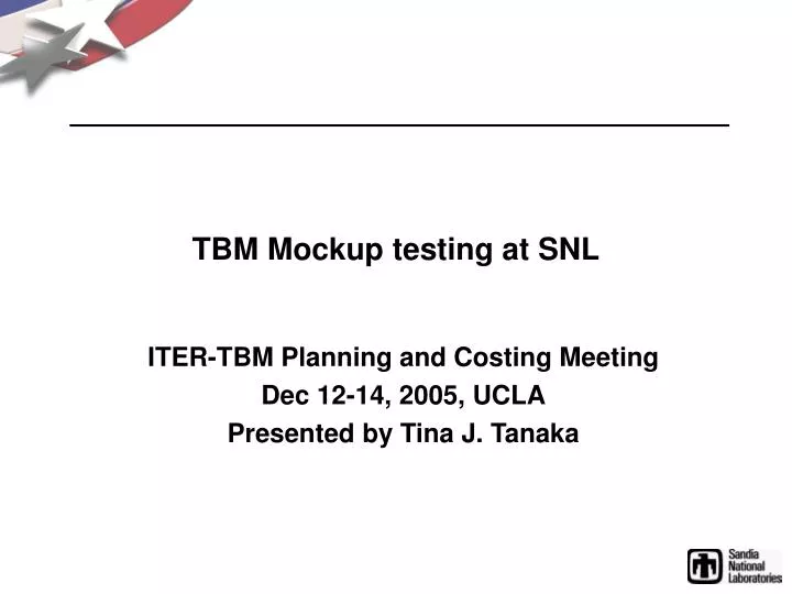 tbm mockup testing at snl