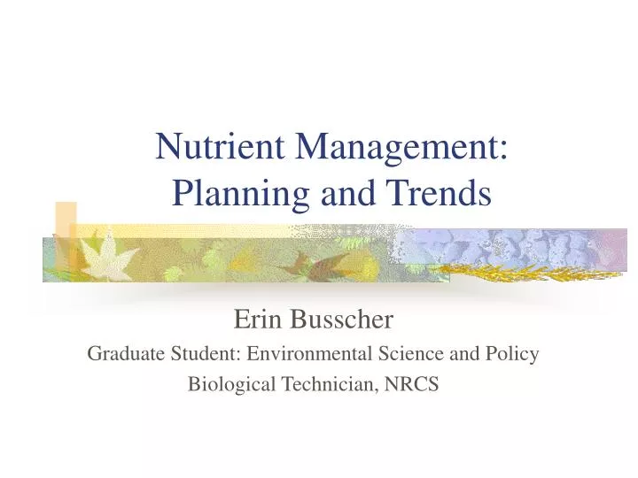 nutrient management planning and trends