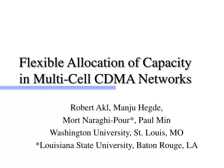 flexible allocation of capacity in multi cell cdma networks