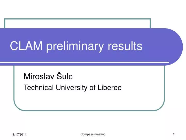 clam preliminary results