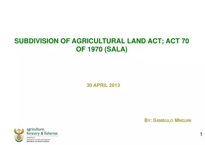 subdivision of agricultural land act act 70 of 1970 sala