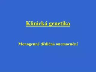 klinick genetika