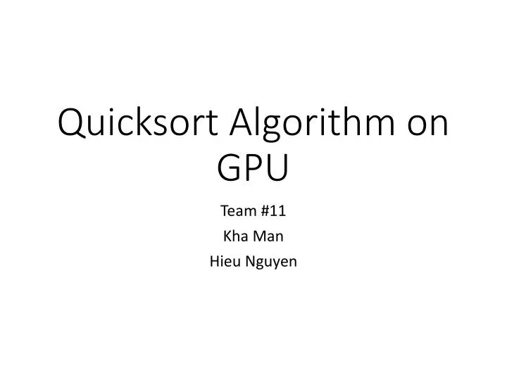 quicksort algorithm on gpu