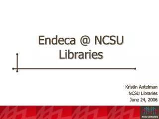 Endeca @ NCSU Libraries
