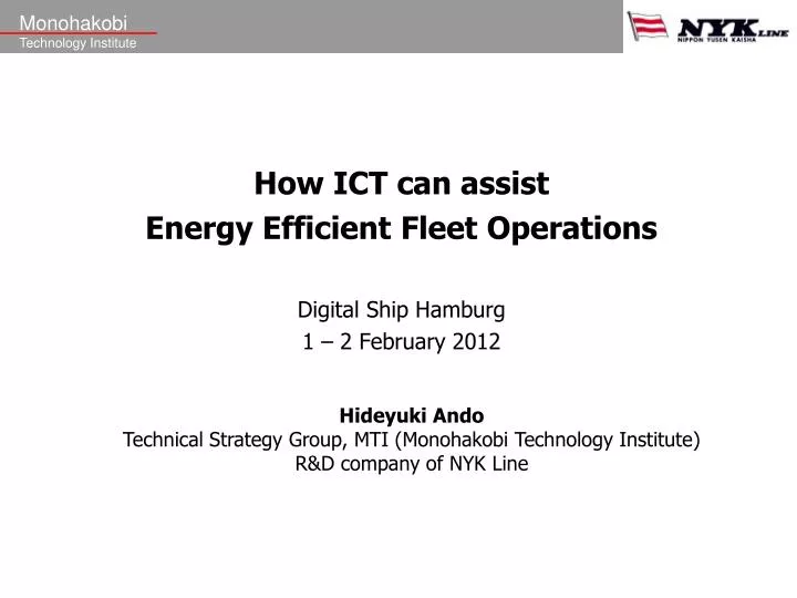 how ict can assist energy efficient fleet operations digital ship hamburg 1 2 february 2012