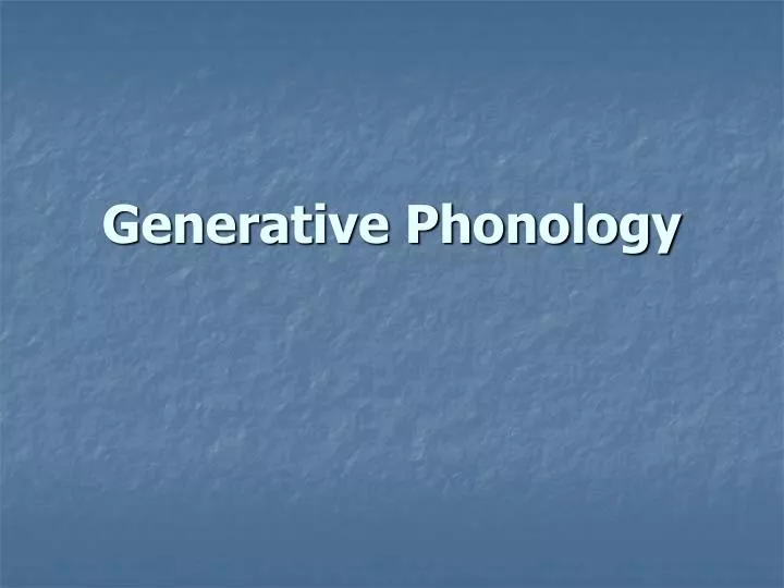 generative phonology