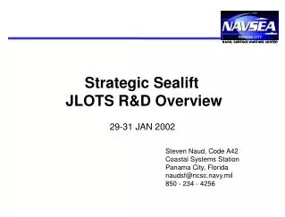 Strategic Sealift JLOTS R&amp;D Overview