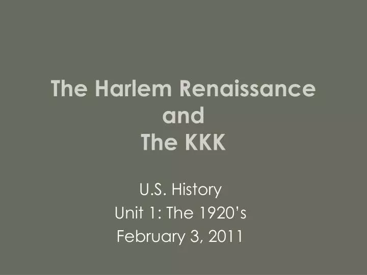 the harlem renaissance and the kkk