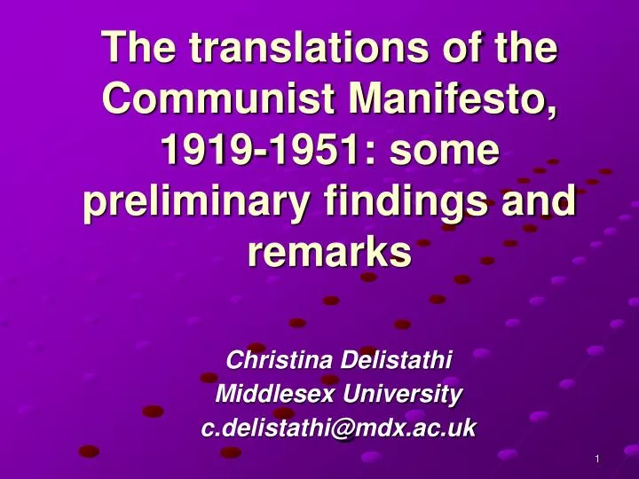 the translations of the communist manifesto 1919 1951 some preliminary findings and remarks