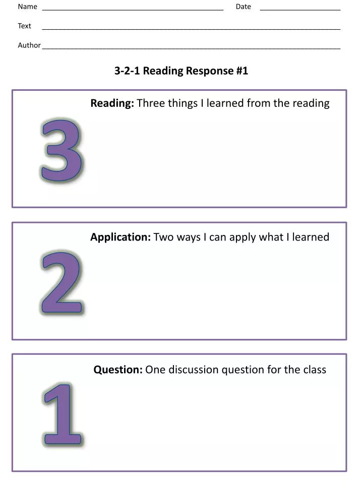 3 2 1 reading response 1