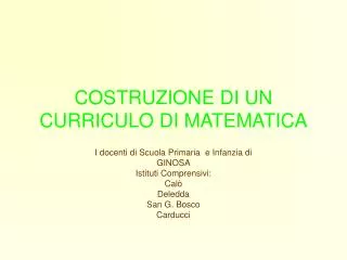 costruzione di un curriculo di matematica