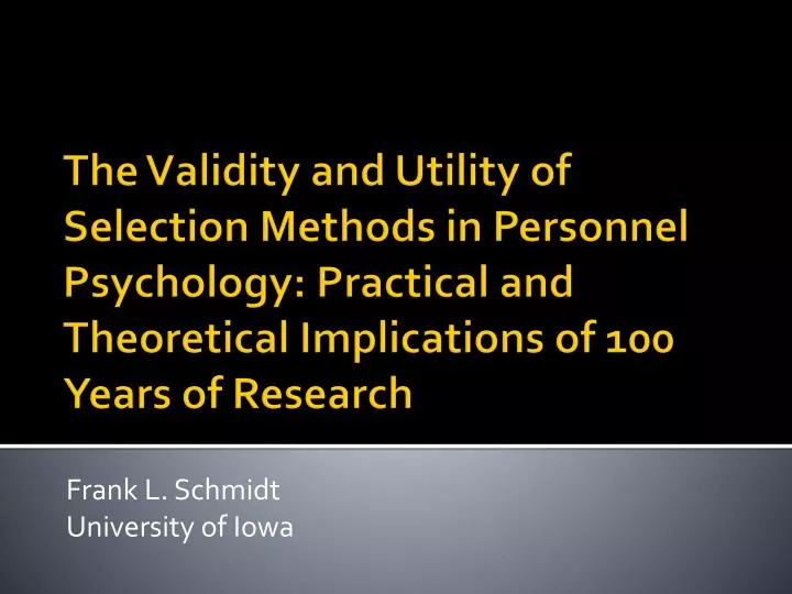 frank l schmidt university of iowa