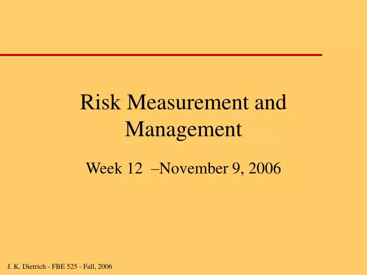 risk measurement and management