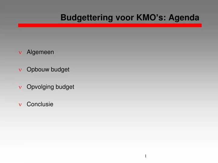 budgettering voor kmo s agenda