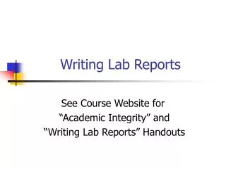 Writing Lab Reports
