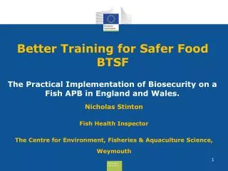 Better Training for Safer Food BTSF