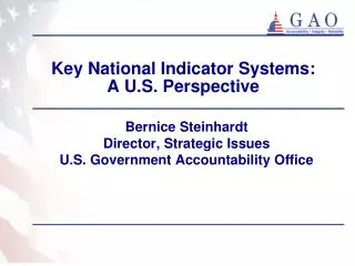 Key National Indicator Systems: A U.S. Perspective
