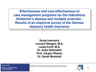 Effectiveness and cost-effectiveness of care management programs for the indications