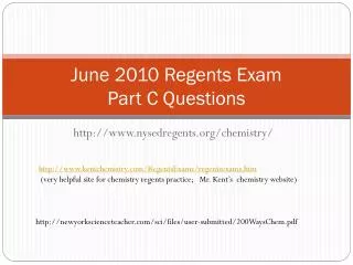 June 2010 Regents Exam Part C Questions