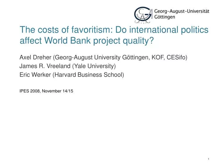 the costs of favoritism do international politics affect world bank project quality