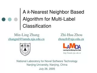 a k nearest neighbor based algorithm for multi label classification