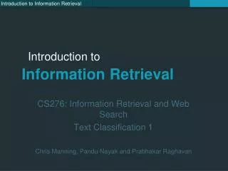 Introduction to Information Retrieval