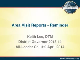 Area Visit Reports - Reminder