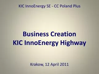 KIC InnoEnergy SE - CC Poland Plus