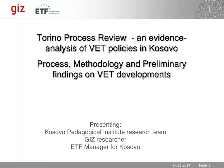 presenting kosovo pedagogical institute research team giz researcher etf manager for kosovo