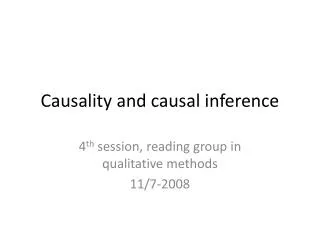 Causality and causal inference