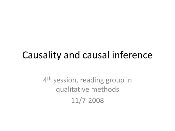 causality and causal inference