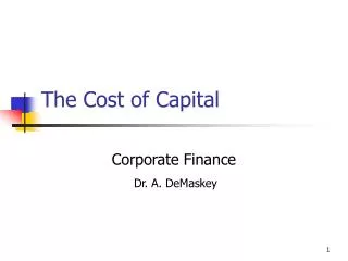 The Cost of Capital