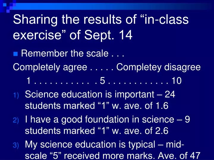 sharing the results of in class exercise of sept 14