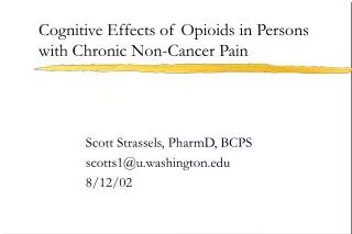 Cognitive Effects of Opioids in Persons with Chronic Non-Cancer Pain