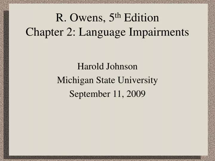 r owens 5 th edition chapter 2 language impairments