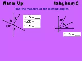 Find the measure of the missing angles.