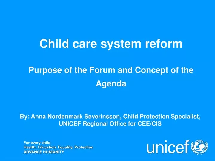 child care system reform purpose of the forum and concept of the agenda